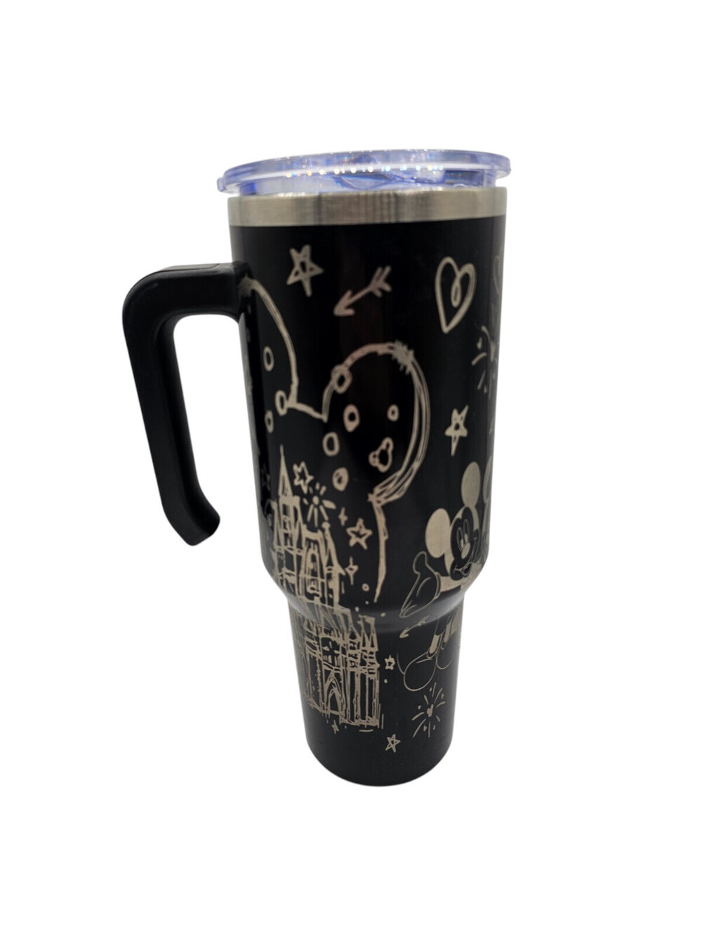 40-ounce insulated travel mug Laser-engraved Mickey Mouse and Cinderella Castle - Picture 3 of 6
